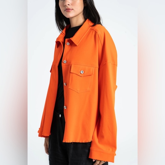 🤩HOST PICK⭐️Vintage Marisa Canvas Orange Button Sweatshirt Jacket 100% cotton L - Picture 1 of 8